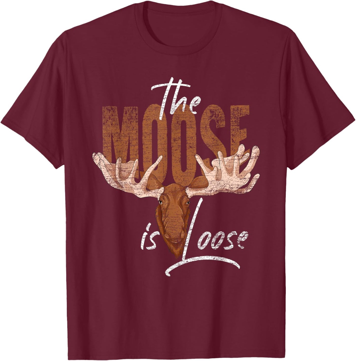 Forest Animal Lovers Scandinavia Wild Animal Funny Moose T-Shirt - T-Shirt | Maroon