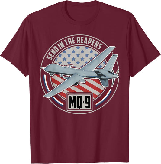 MQ-9 Reaper UAV US Military Drone US Patriot T-Shirt - T-Shirt | Maroon