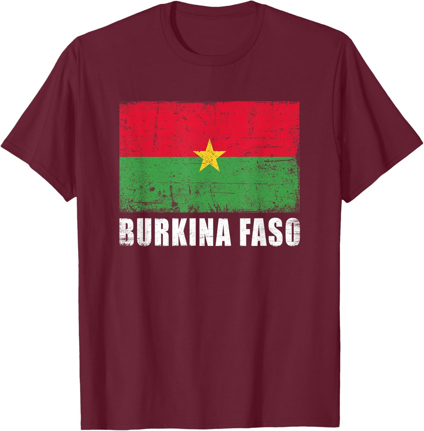 Burkina Faso Flag Design Grunge Country Flag Burkina Faso T-Shirt - T-Shirt | Maroon
