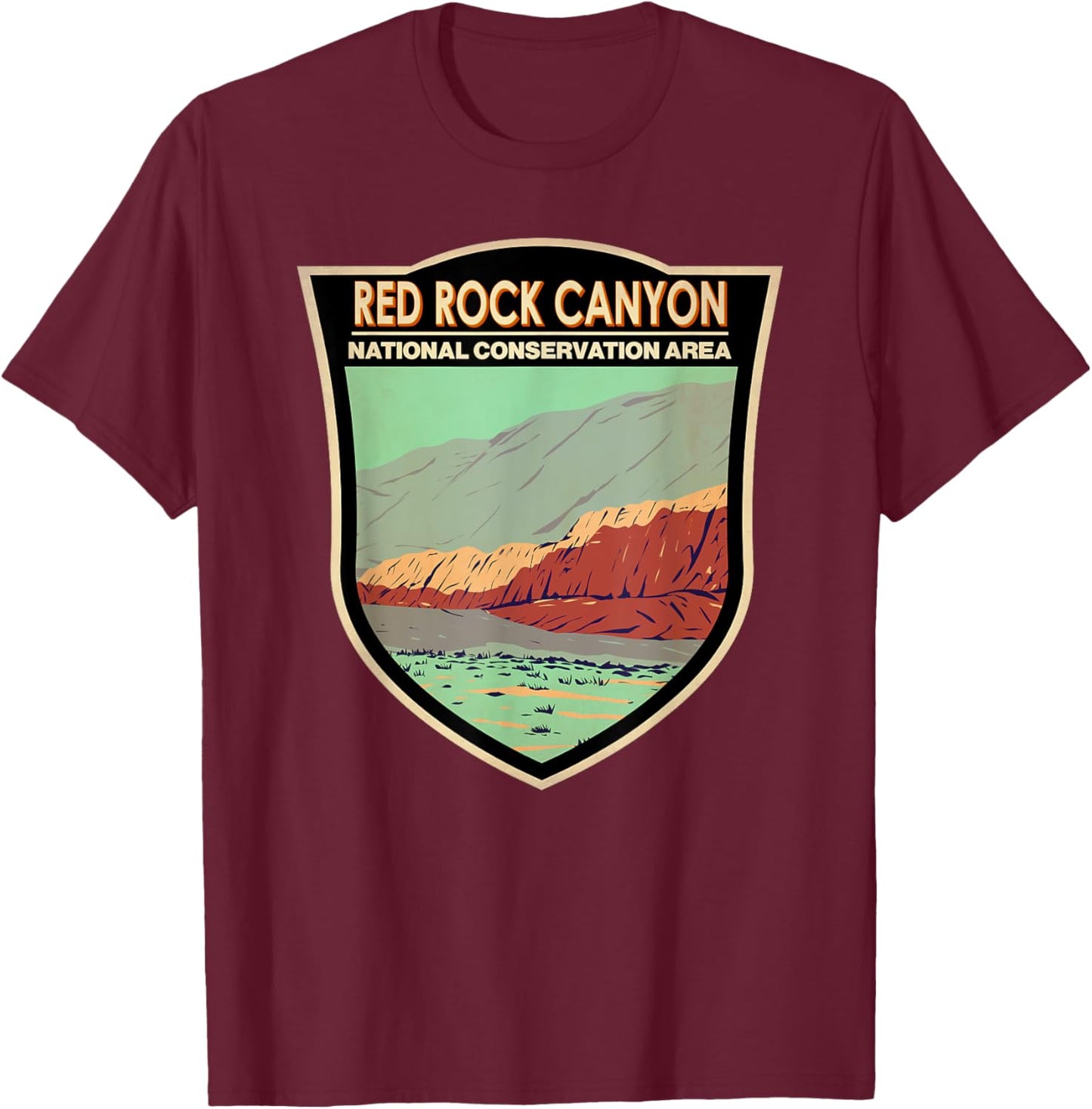 Red Rock Canyon National Conservation Area Badge T-Shirt - T-Shirt | Maroon