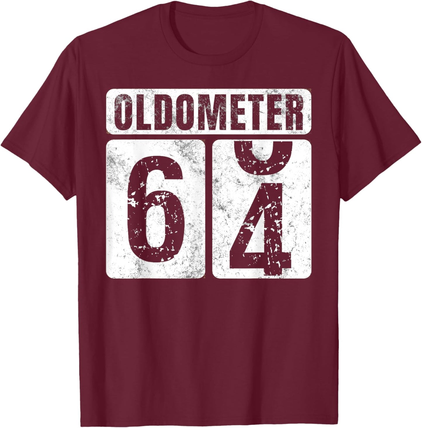 Oldometer 64 Shirt Vintage Funny 64th Birthday Gift T-Shirt - T-Shirt | Maroon
