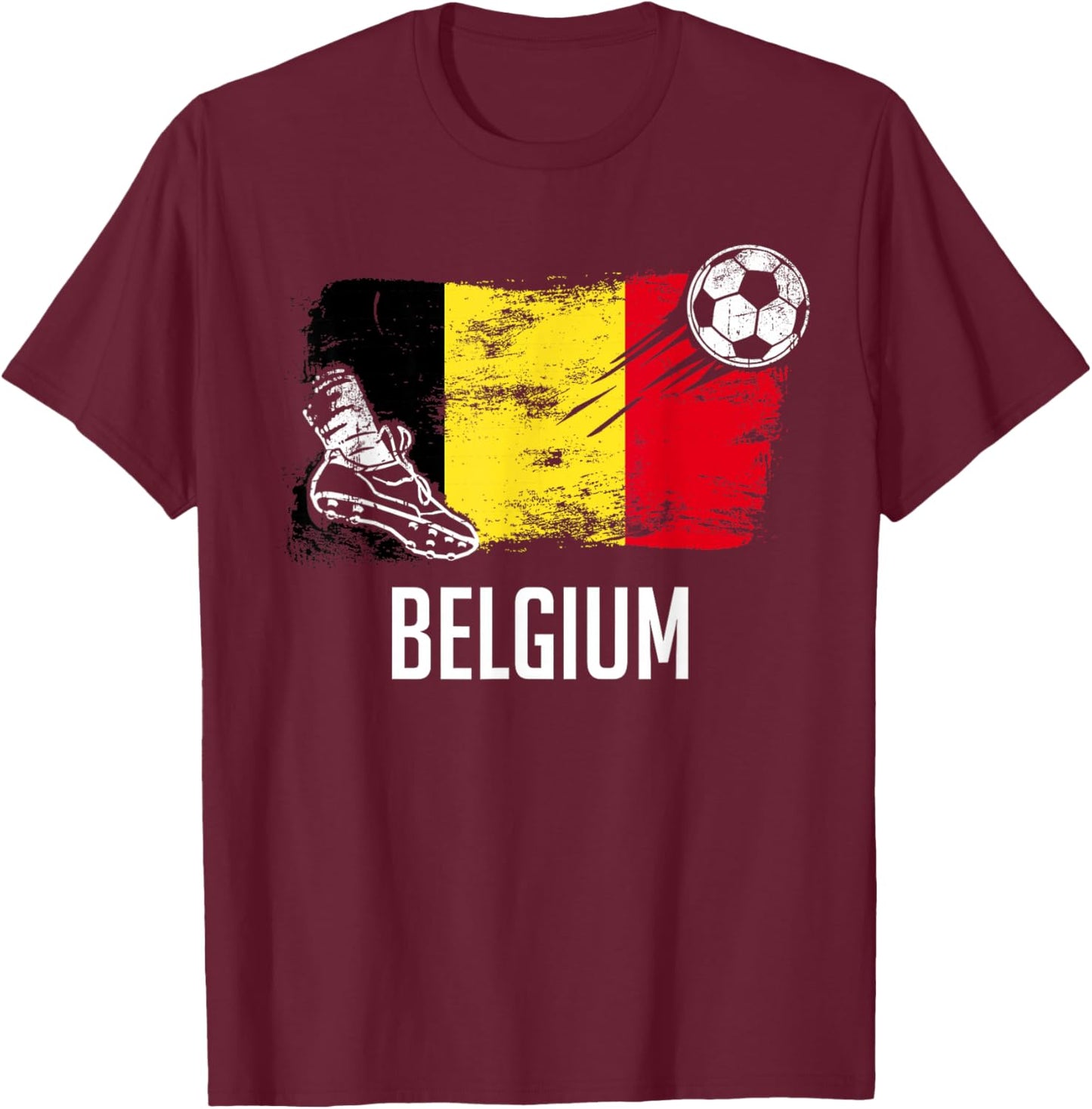 Belgium Flag Jersey Belgian Soccer Team Belgian T-Shirt - T-Shirt | Maroon