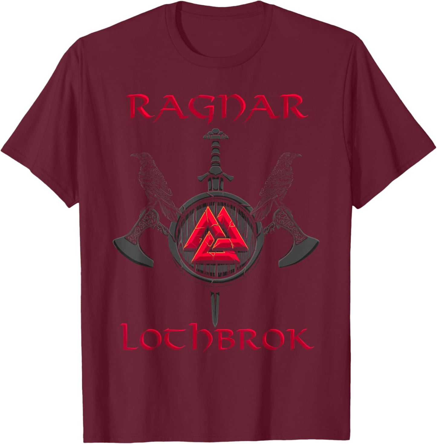 Ragnar Lothbrok - Ragnar Lodbrok - Viking Warrior T-Shirt - T-Shirt | Maroon