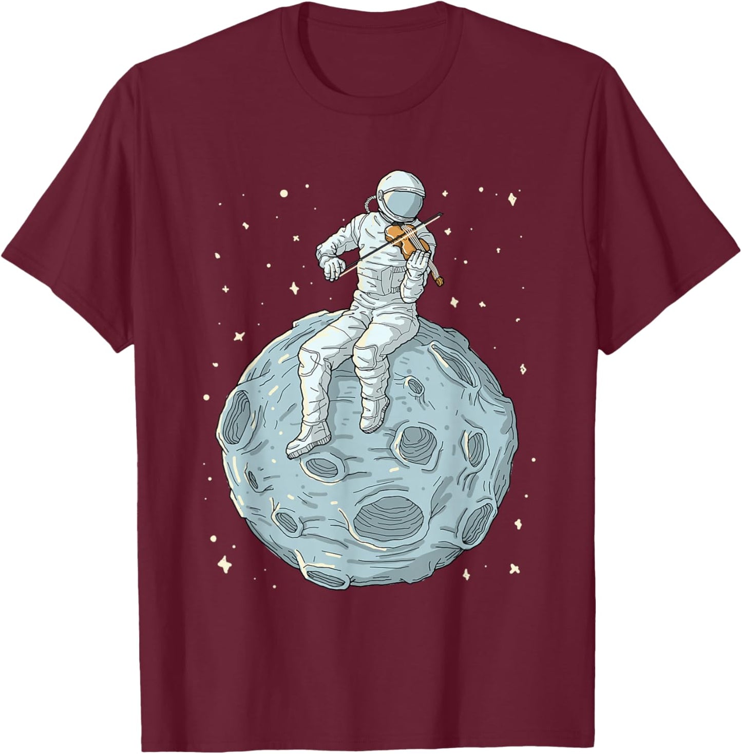 Astronaut Violin Player Violinist Viola Classical Music T-Shirt - T-Shirt | Maroon