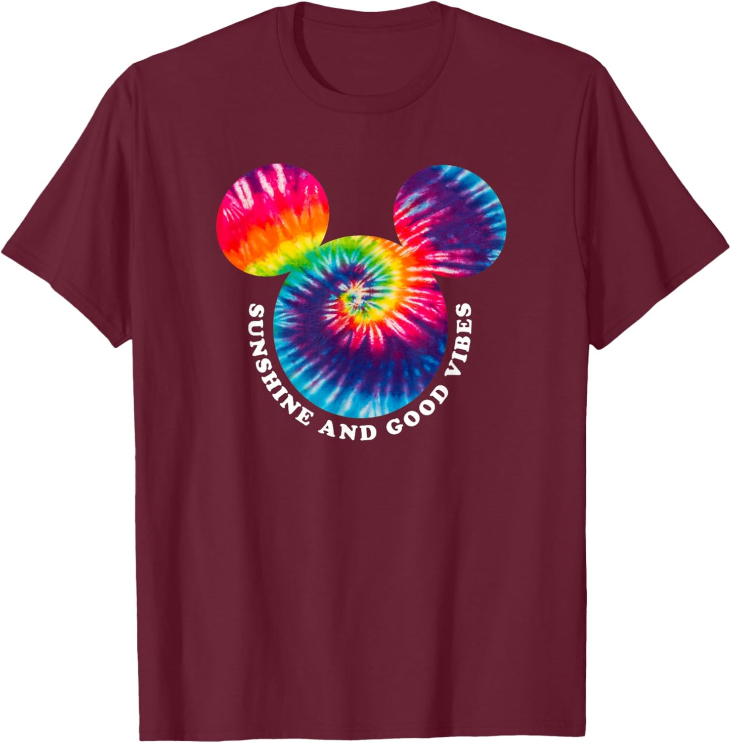 Disney Mickey And Friends Tie Dye Mickey Mouse Silhouette T-Shirt - T-Shirt | Maroon