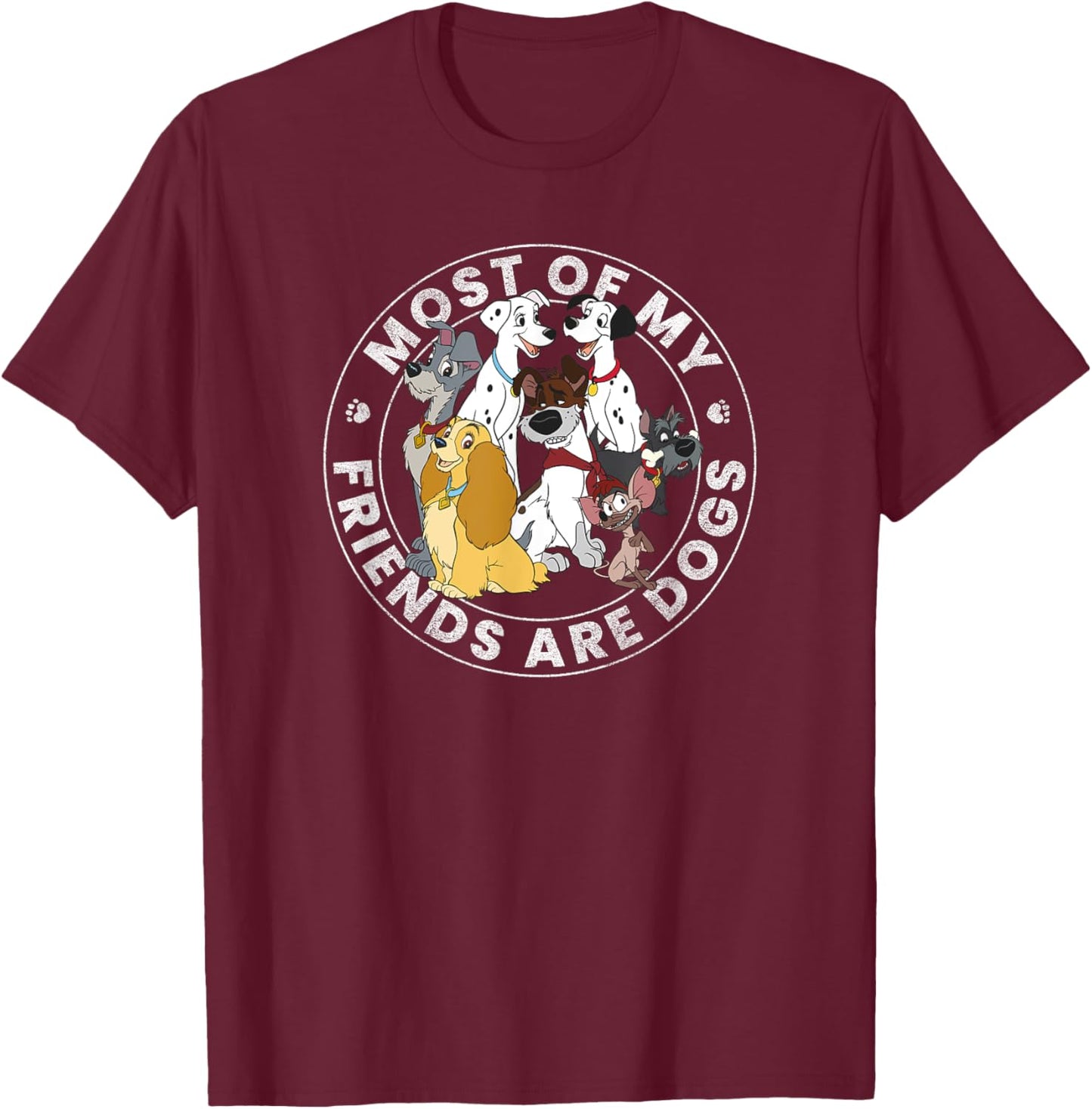Disney Classic Group Most Of My Friends Are Dogs T-Shirt - T-Shirt | Maroon