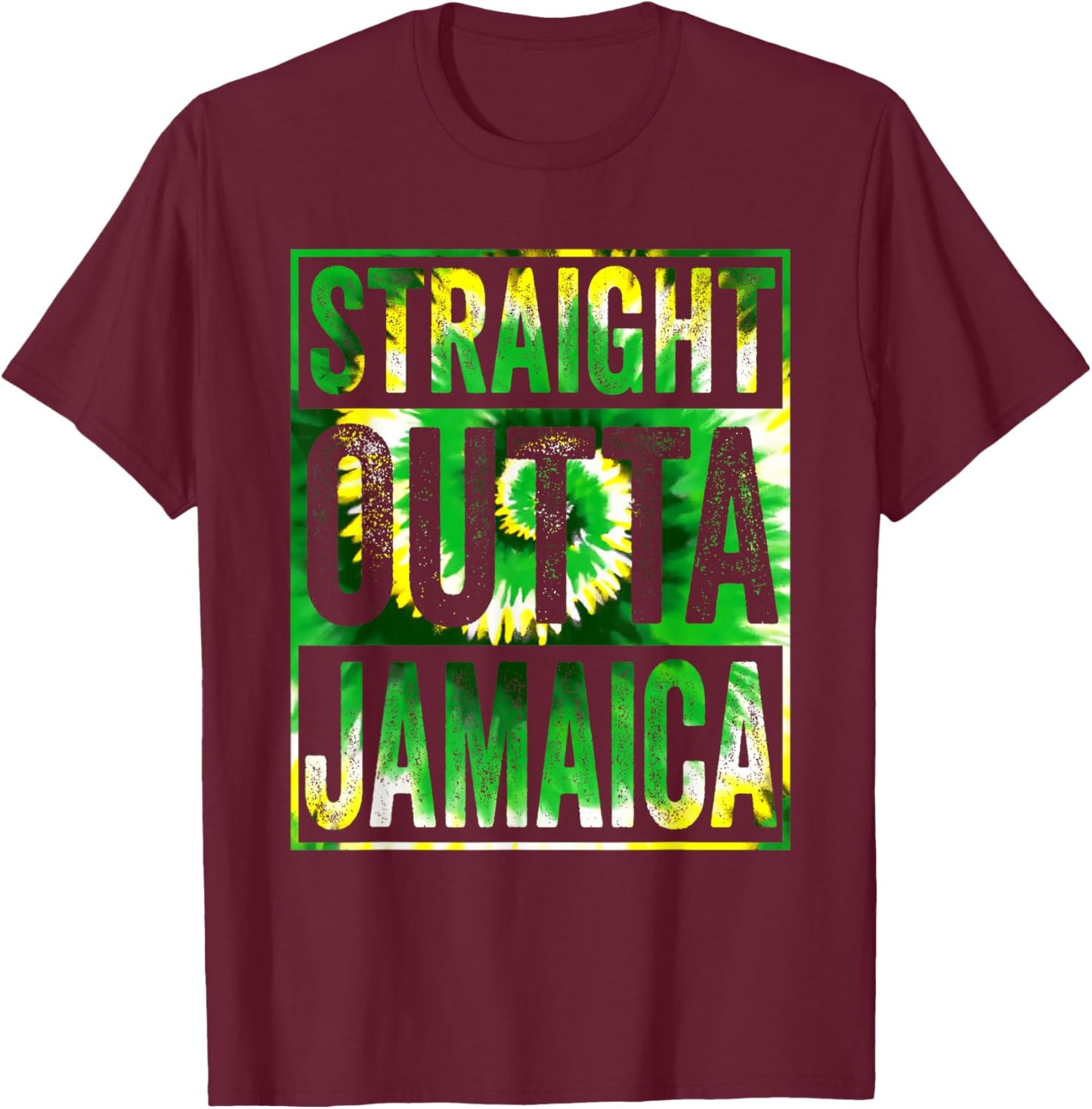 Straight Outta Jamaica Girls Trip 2022 Weddin Party Tie Dye T-Shirt - T-Shirt | Maroon