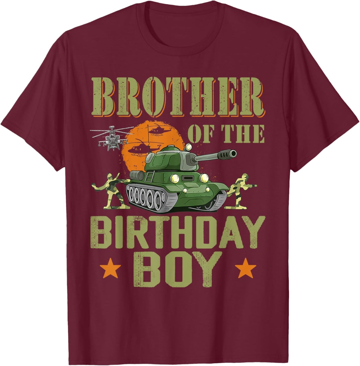 Brother Of The Birthday Boy Army Party Birthday Family T-Shirt - T-Shirt | Maroon