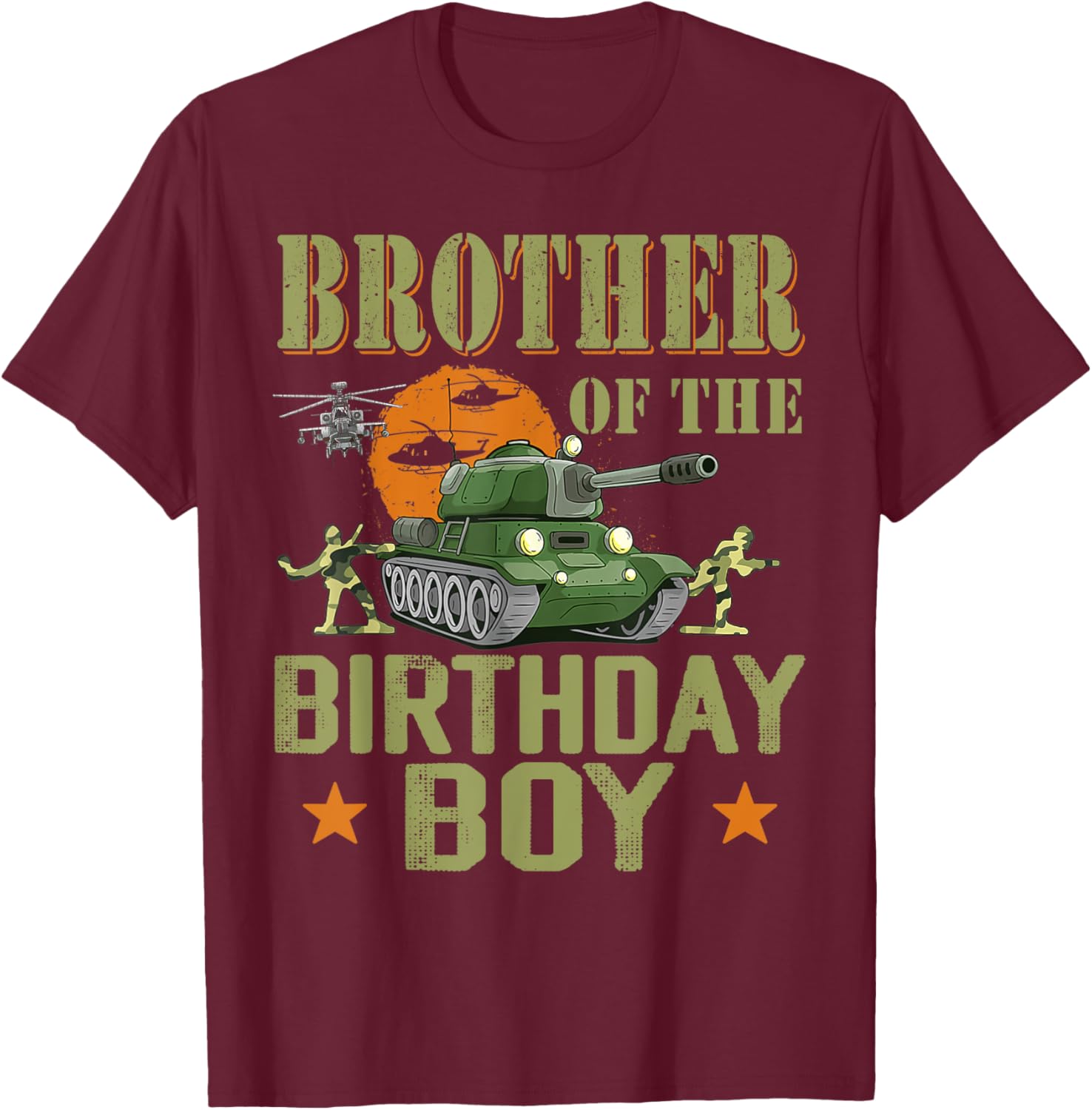 Brother Of The Birthday Boy Army Party Birthday Family T-Shirt - T-Shirt | Maroon