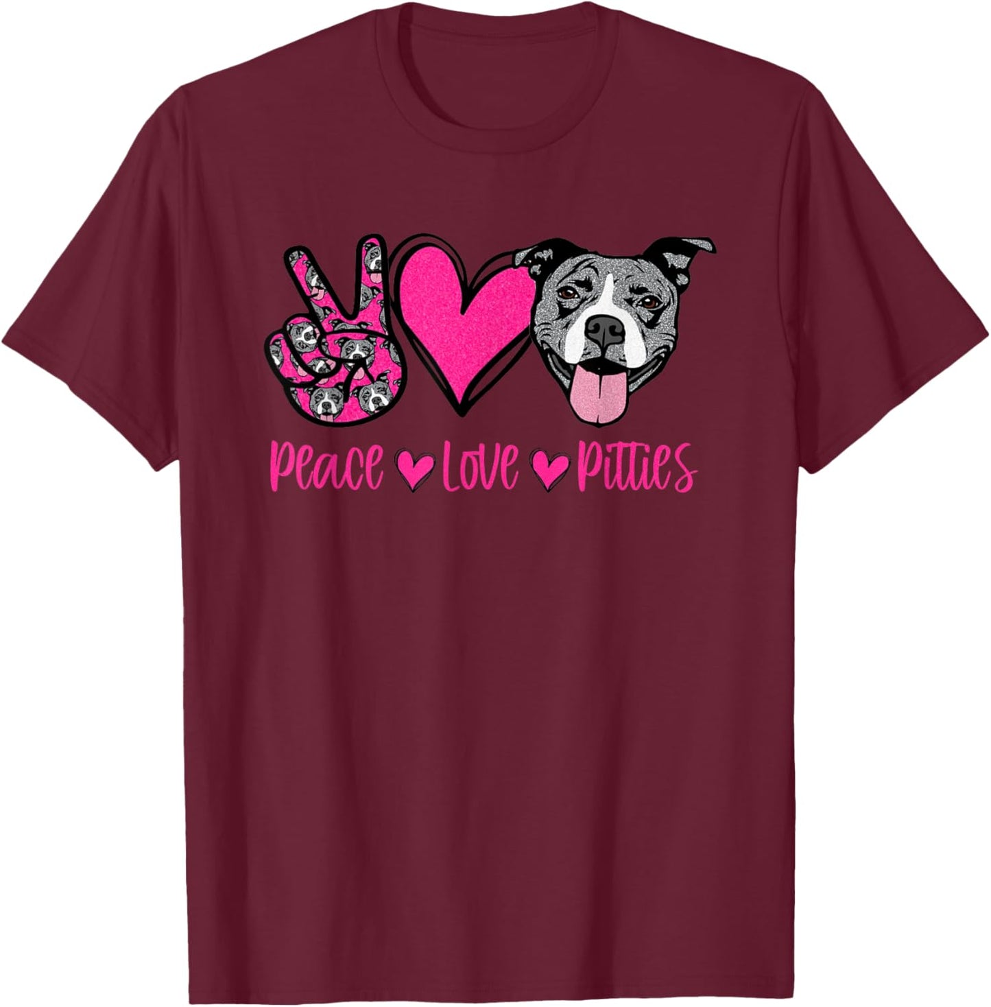 Peace Love Pitbulls Dog Lover Pitbull Women Pittie Mom Pet T-Shirt - T-Shirt | Maroon