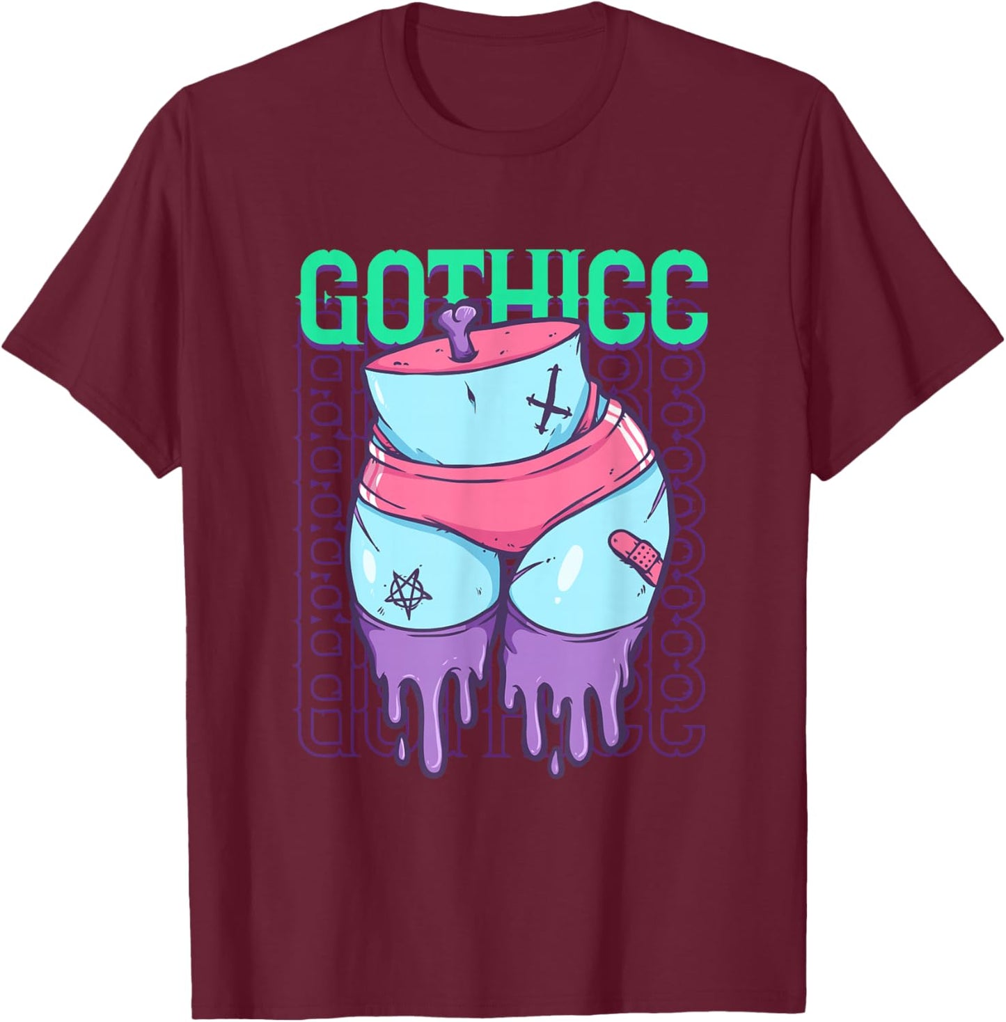 Gothic Emo Gothicc Pastel Goth Thick Thighs Booty T-Shirt - T-Shirt | Maroon
