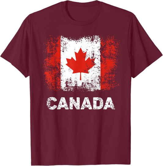 Canada Flag Shirt Maple Leaf Patriotic Canadian Flag T-Shirt - T-Shirt | Maroon