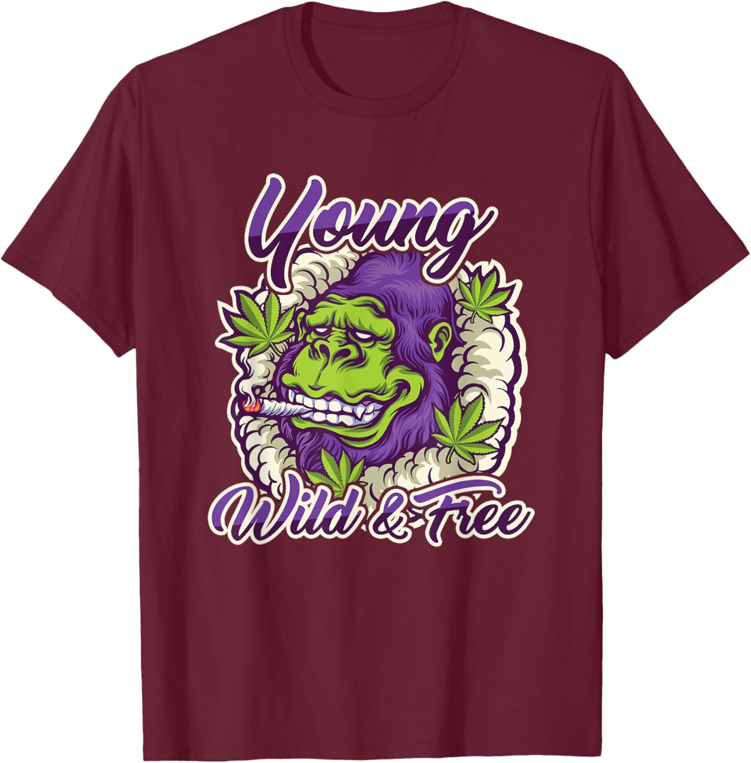 Jung Wild Free Ganja Smoker Tiffer Boats Monkey Gift T-Shirt - T-Shirt | Maroon