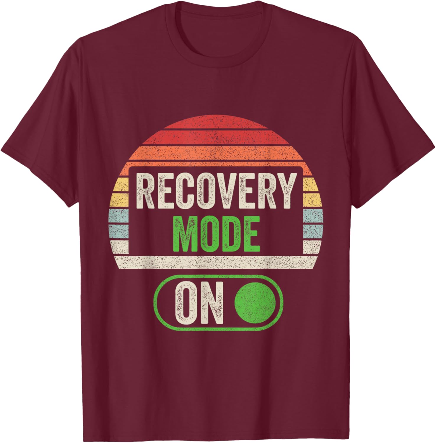 Retro Vintage Recovery Mode On Get Well Funny Injury T-Shirt - T-Shirt | Maroon