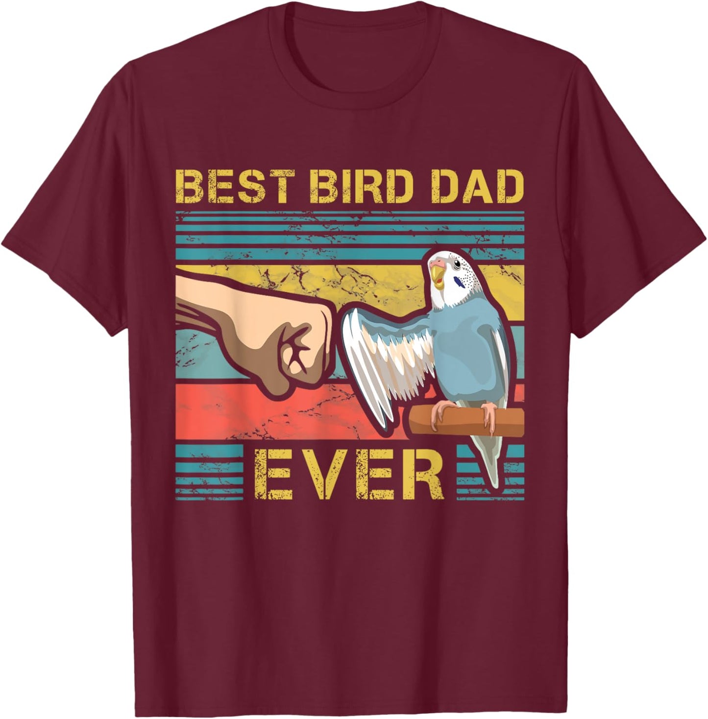 Budgie Dad Funny Bird Lover Father Budgerigar Enthusiast T-Shirt - T-Shirt | Maroon