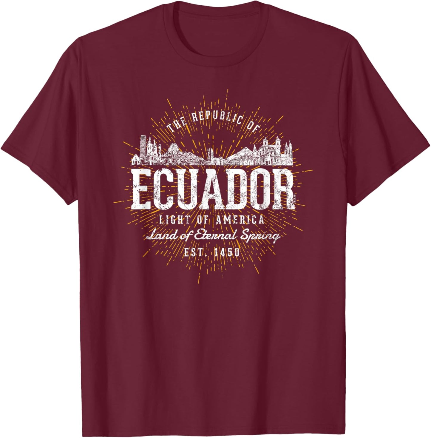 Vintage Style Retro Ecuador T-Shirt - T-Shirt | Maroon