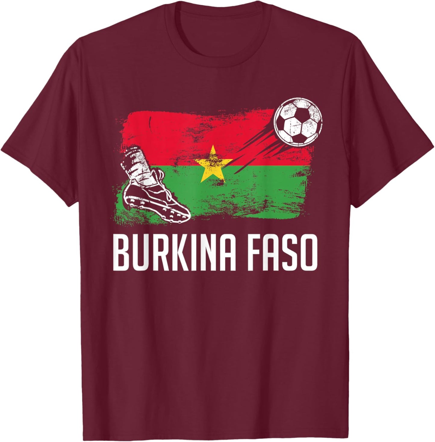 Burkina Faso Flag Jersey Burkinese Soccer Team Burkinese T-Shirt - T-Shirt | Maroon