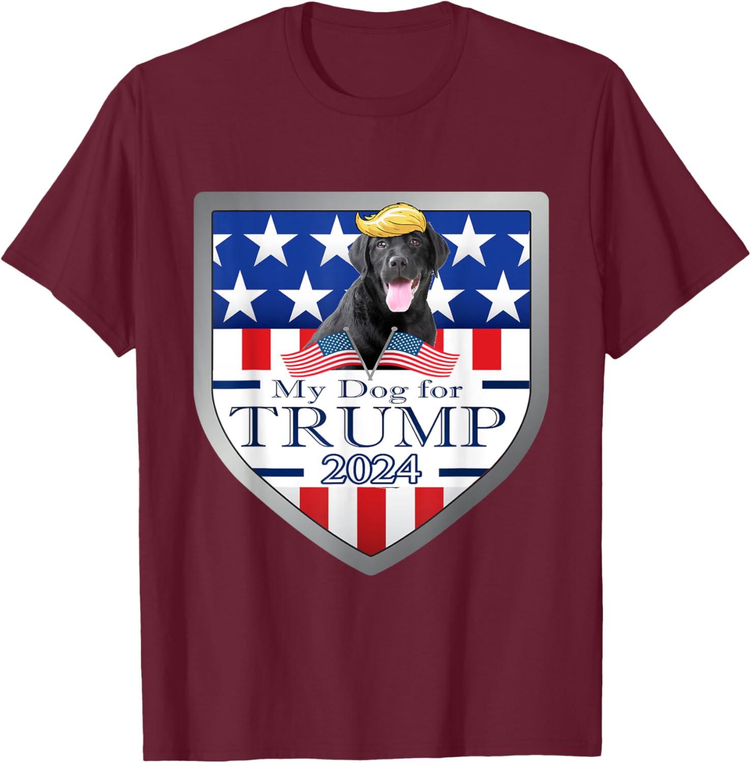My Dog For Trump 2024 Black Lab Women T-Shirt - T-Shirt | Maroon