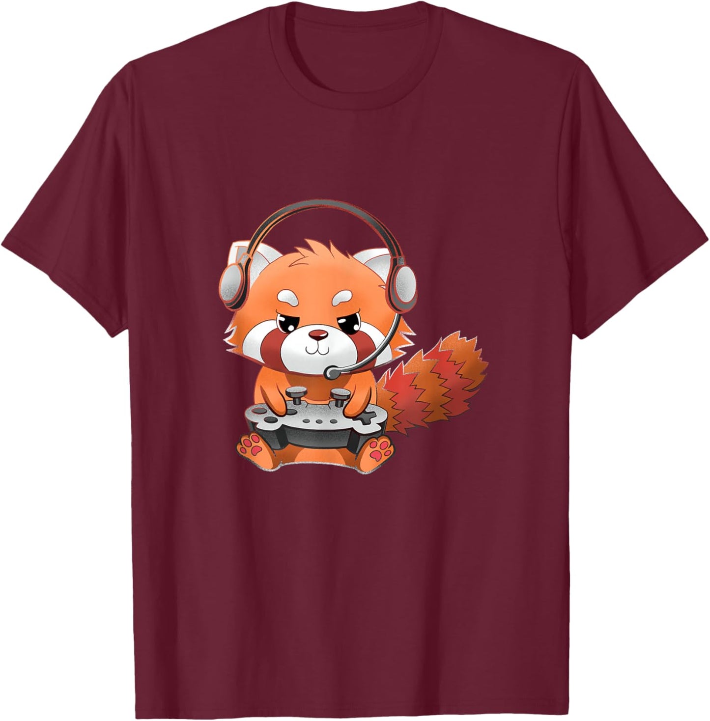 Cute Red Panda Gamer Funny Gaming Red Panda Lover T-Shirt - T-Shirt | Maroon