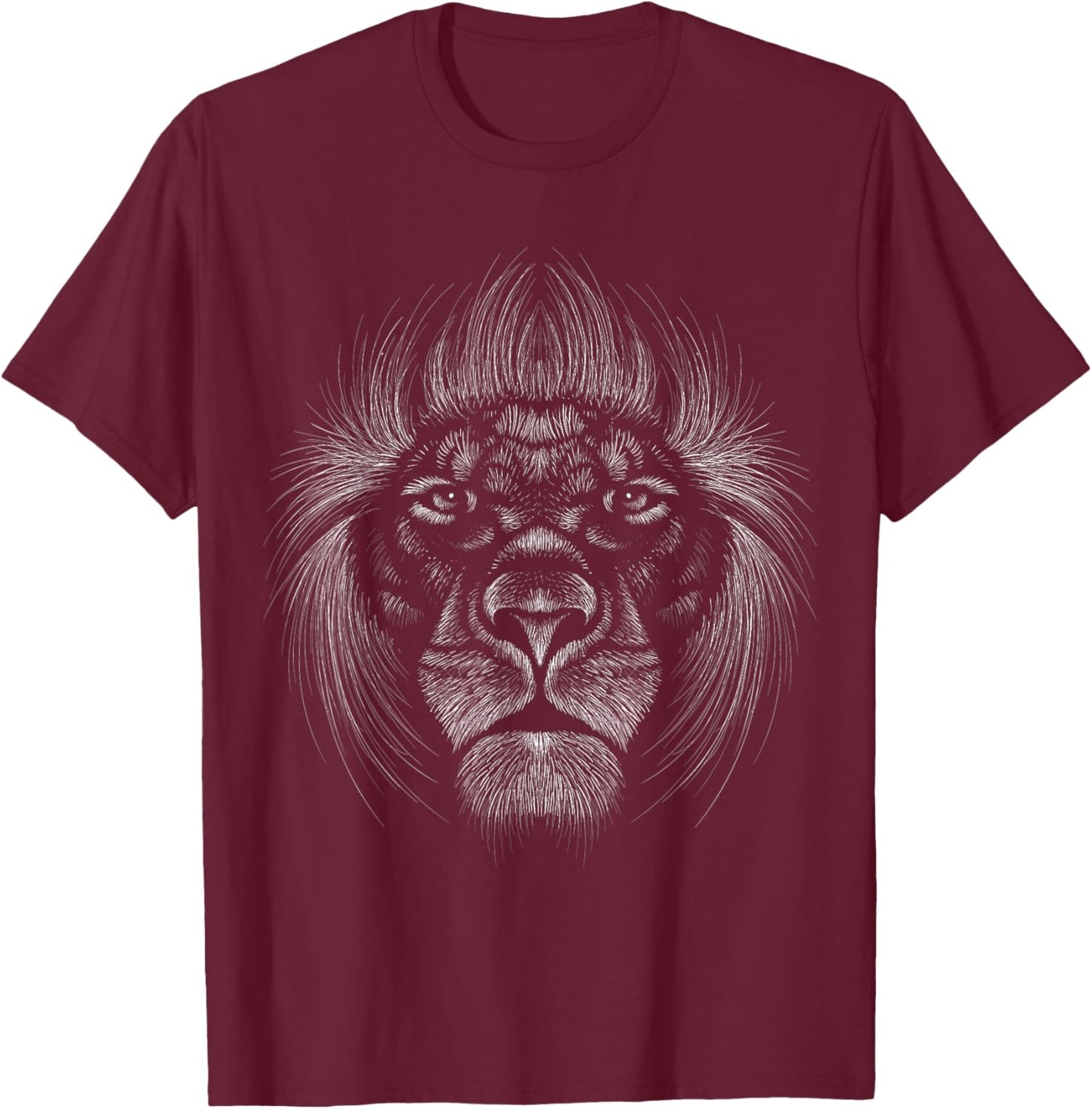 Lion Lover Head Wild Animal black background Theme T-Shirt - T-Shirt | Maroon