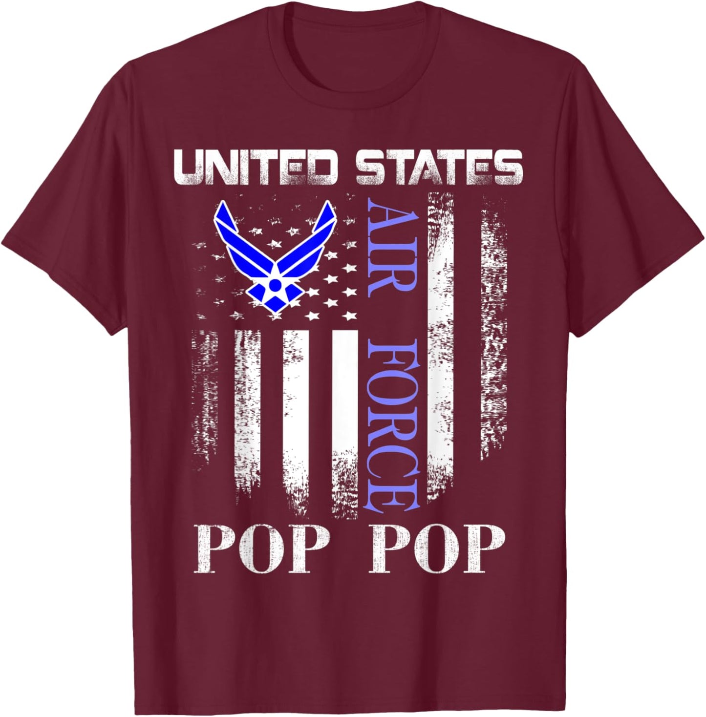 Vintage United States Air Force Pop Pop With American Flag T-Shirt - T-Shirt | Maroon