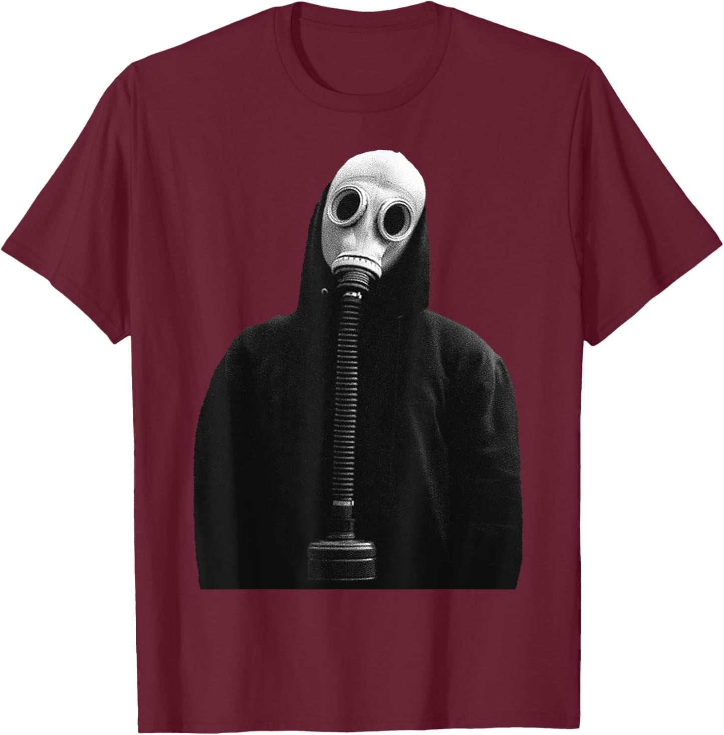 Eagerlys The Man in Black Wearing Gas Mask Vintage T-Shirt - T-Shirt | Maroon