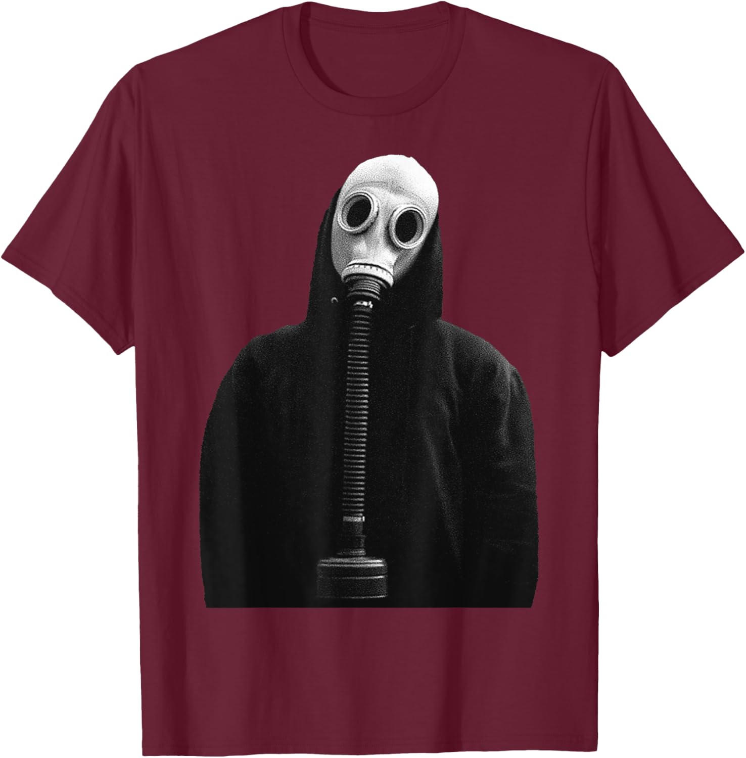 Eagerlys The Man in Black Wearing Gas Mask Vintage T-Shirt - T-Shirt | Maroon