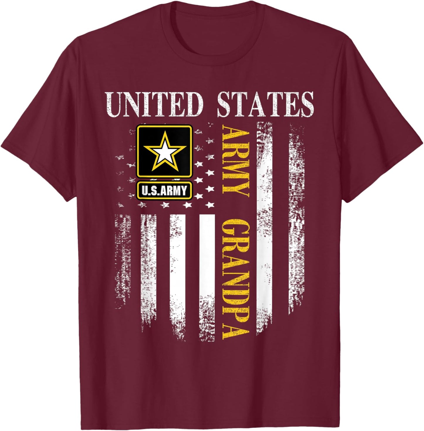 Vintage United States Army Grandpa With American Flag Gift T-Shirt - T-Shirt | Maroon