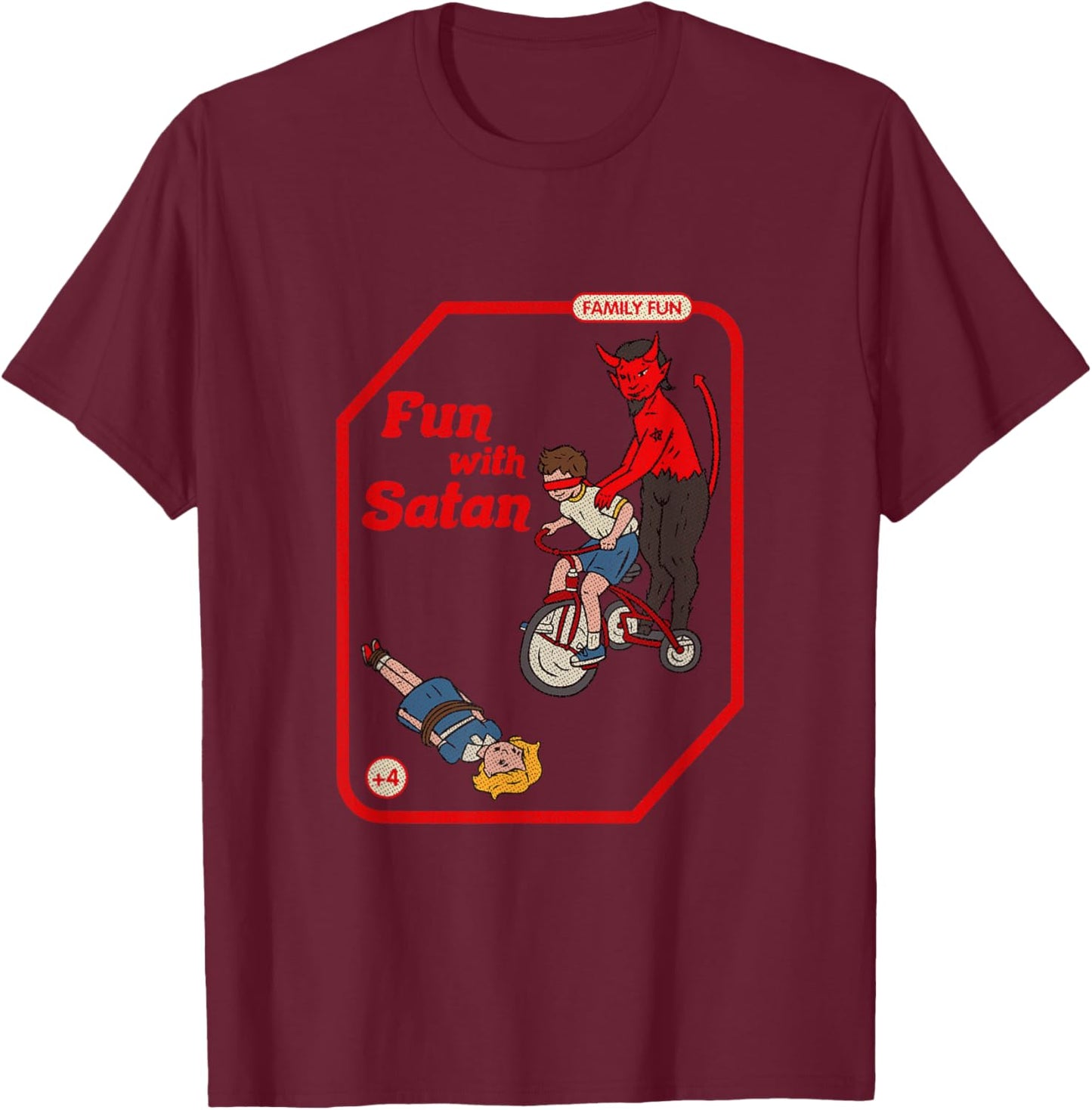Fun With Satan Vintage Childgame Horror Goth Punk Premium T-Shirt - T-Shirt | Maroon