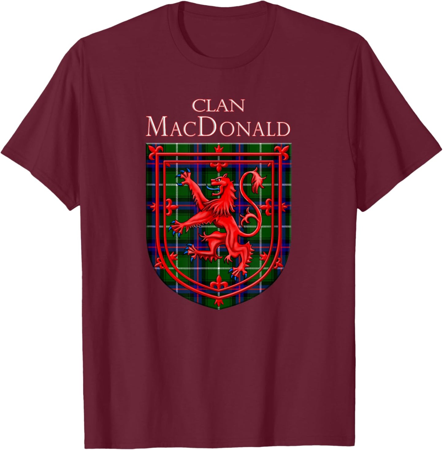 MacDonald of the Isles Tartan Scottish Plaid T-Shirt - T-Shirt | Maroon