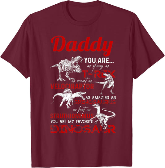 Daddy you are as strong as T Rex Daddy Dinosaur Fathers Day T-Shirt - T-Shirt | Maroon