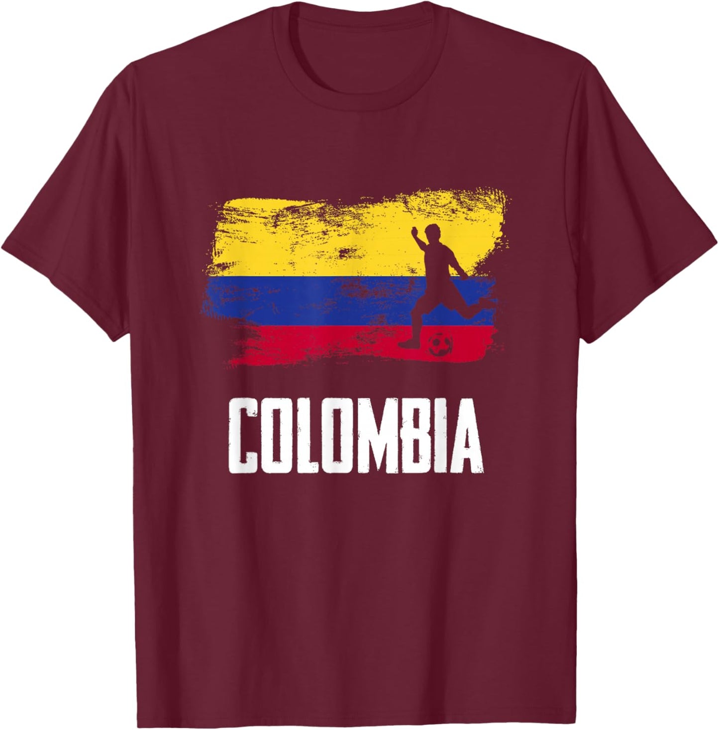 Colombia Flag Jersey Colombian Soccer Team Colombian T-Shirt - T-Shirt | Maroon