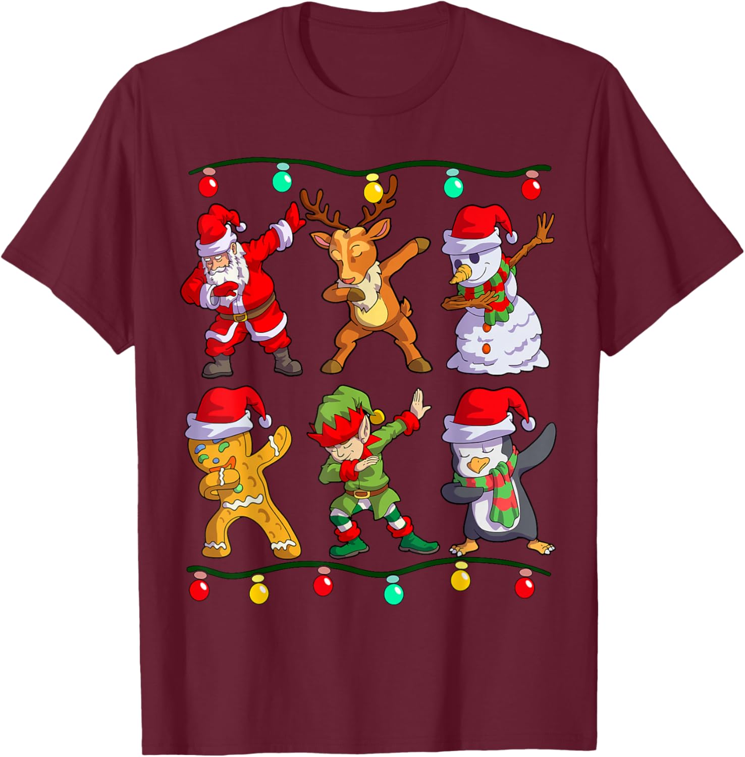 Christmas Kids Boys Men Dabbing Santa Elf Deer Friends Xmas T-Shirt - T-Shirt | Maroon