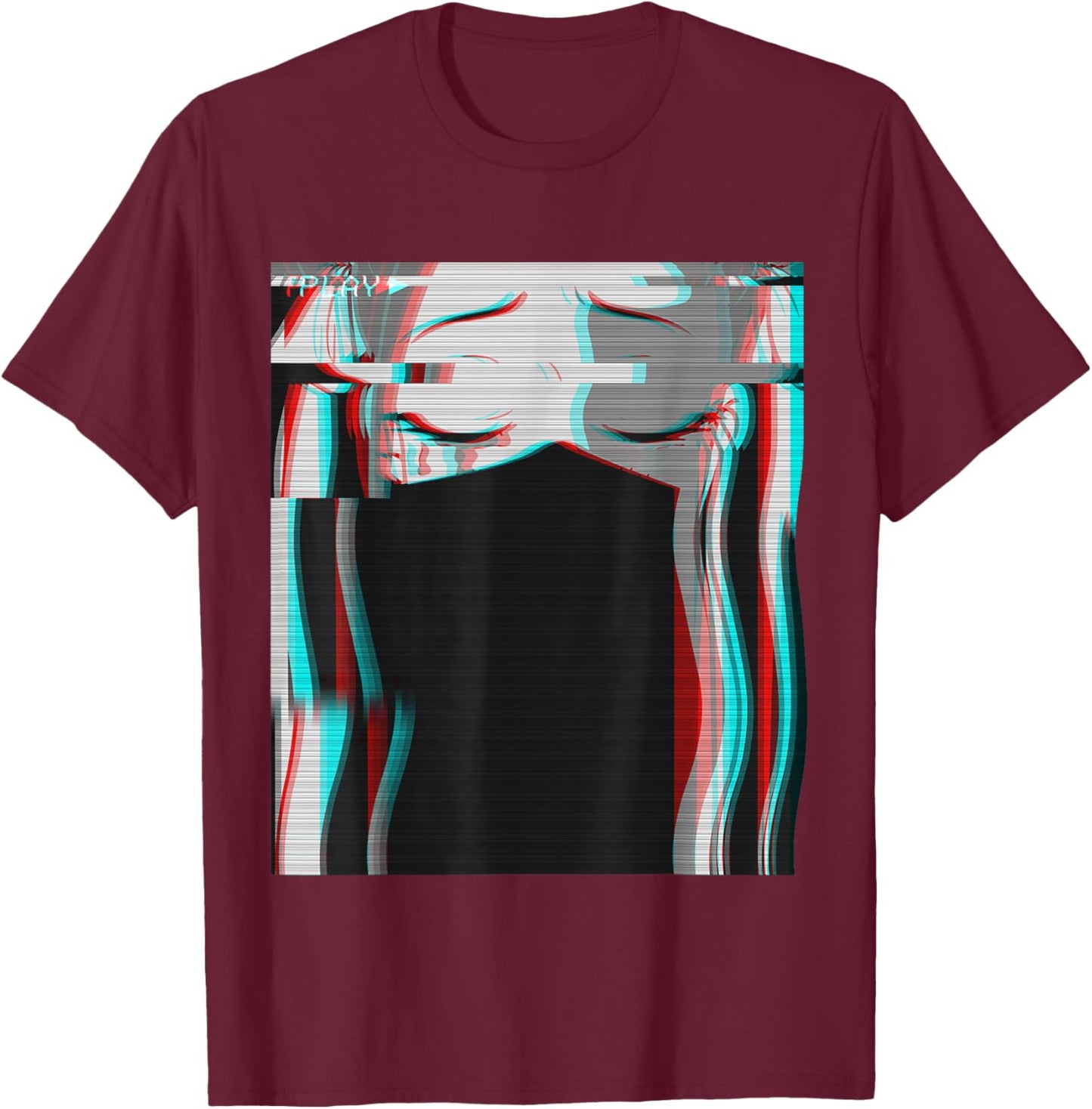 Vaporwave Aesthetic Sad Anime Girl Retro Eboy Egirl Harajuku T-Shirt - T-Shirt | Maroon
