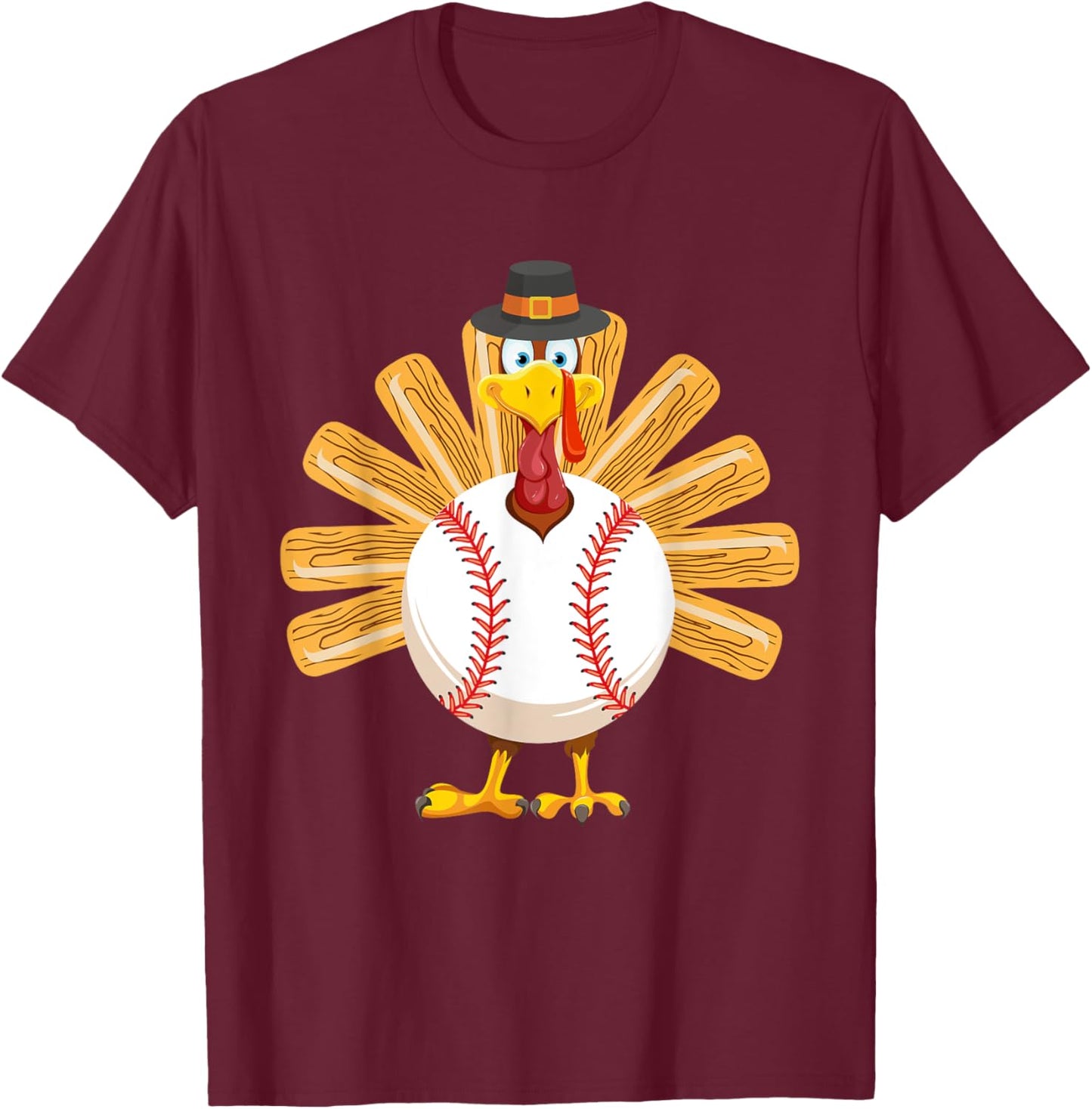 Baseball Turkey Thanksgiving Shirt for Boys Toddlers Kid Mom T-Shirt - T-Shirt | Maroon