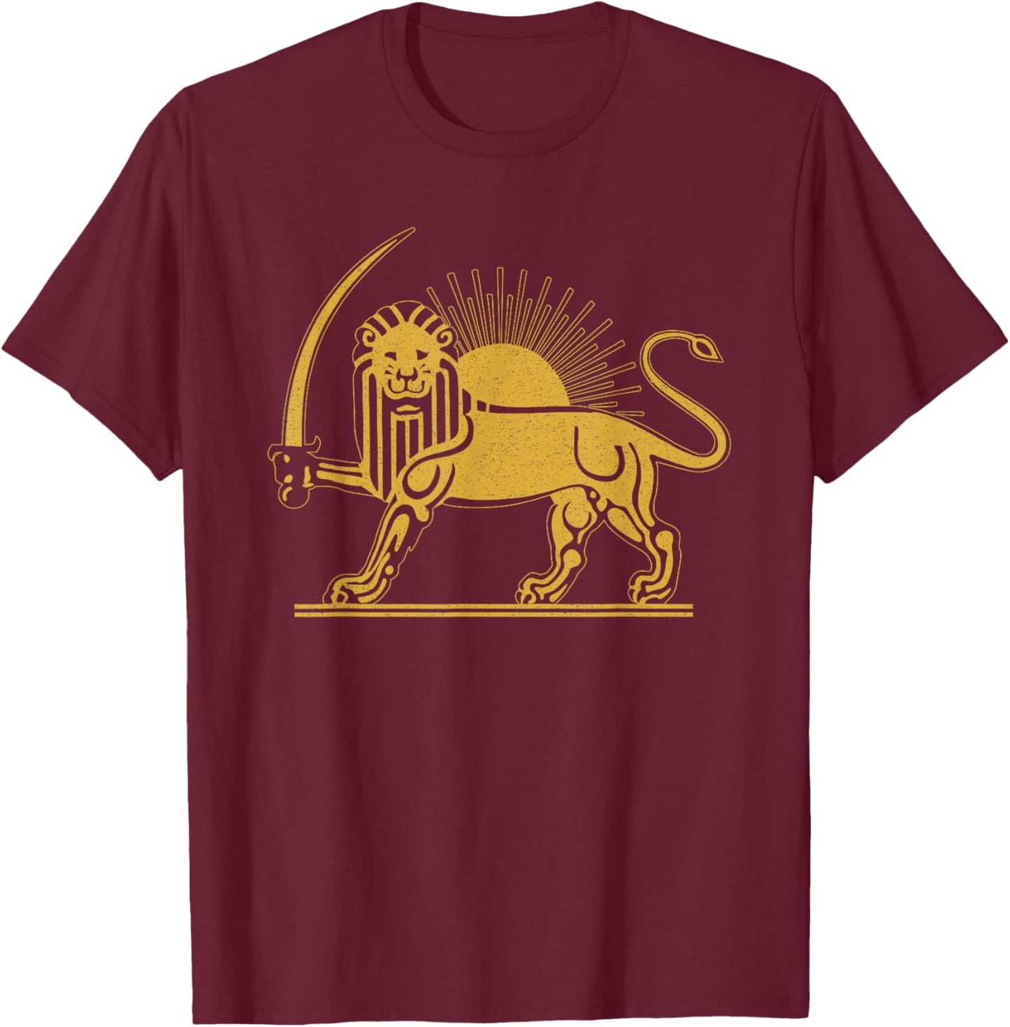 Iran Persis Persia Persian Fars Iranian Lion Sun T-Shirt - T-Shirt | Maroon