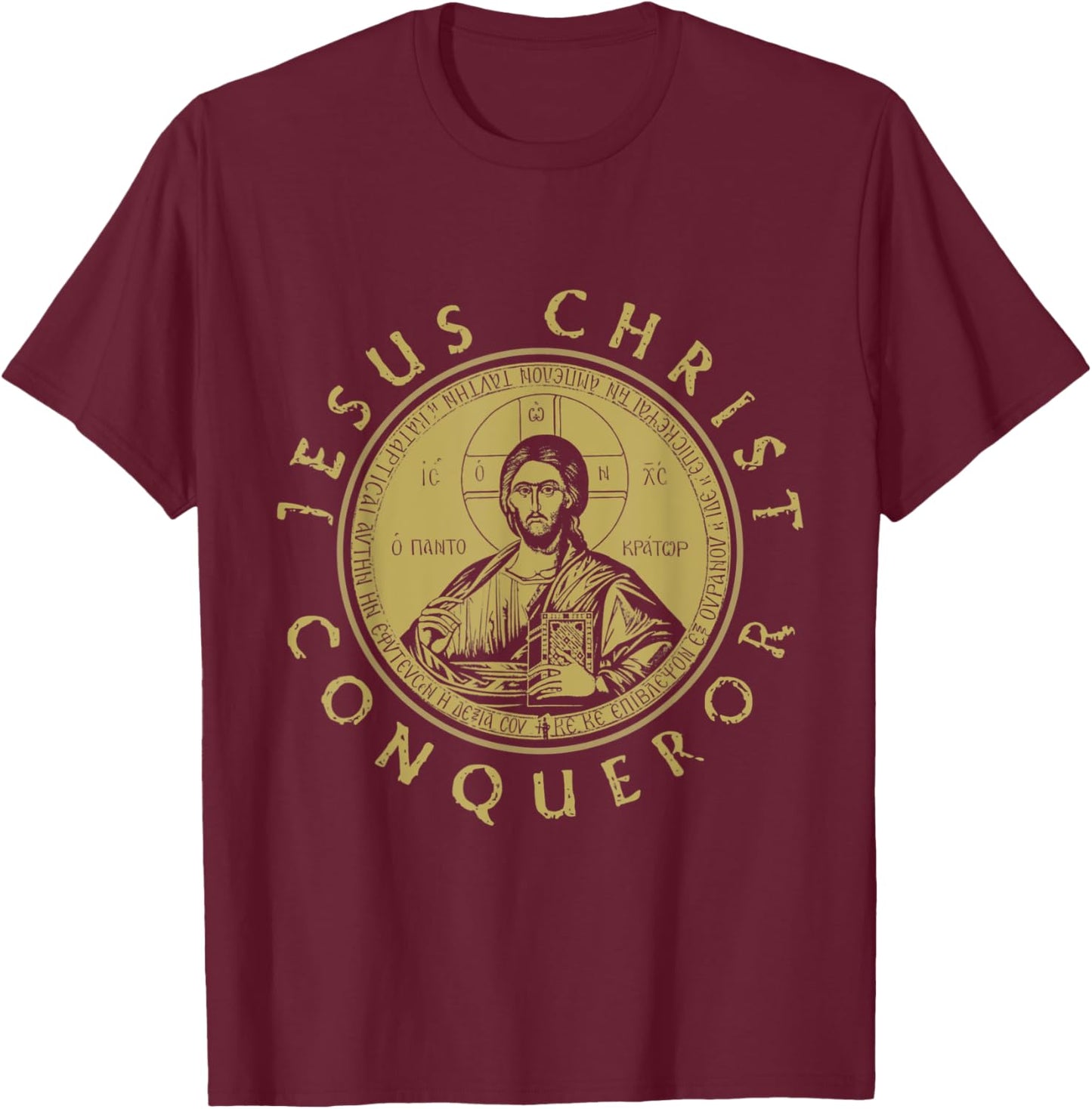 Jesus Christ Conqueror Orthodox Christianity T-Shirt - T-Shirt | Maroon