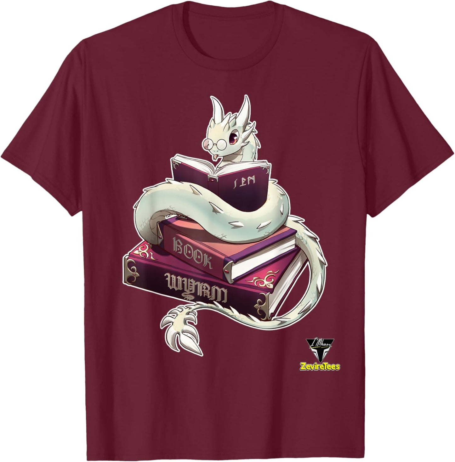 Book Wyrm T-Shirt - T-Shirt | Maroon