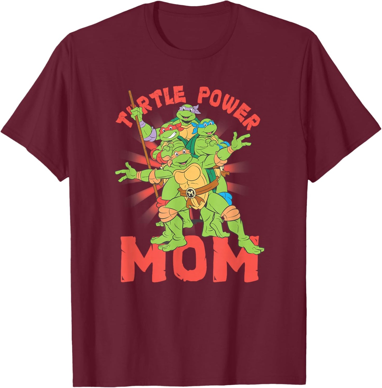 Teenage Mutant Ninja Turtles Mom Turtle Power Poster T-Shirt - T-Shirt | Maroon