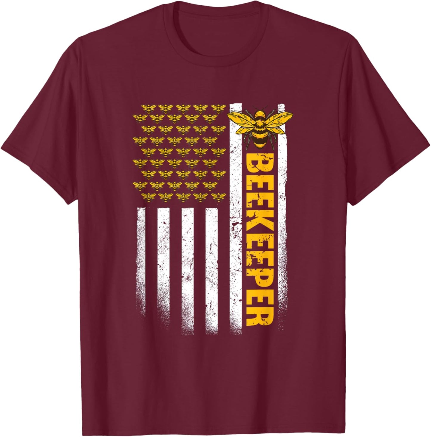 Beekeeper US Flag Beekeeping T-Shirt - T-Shirt | Maroon