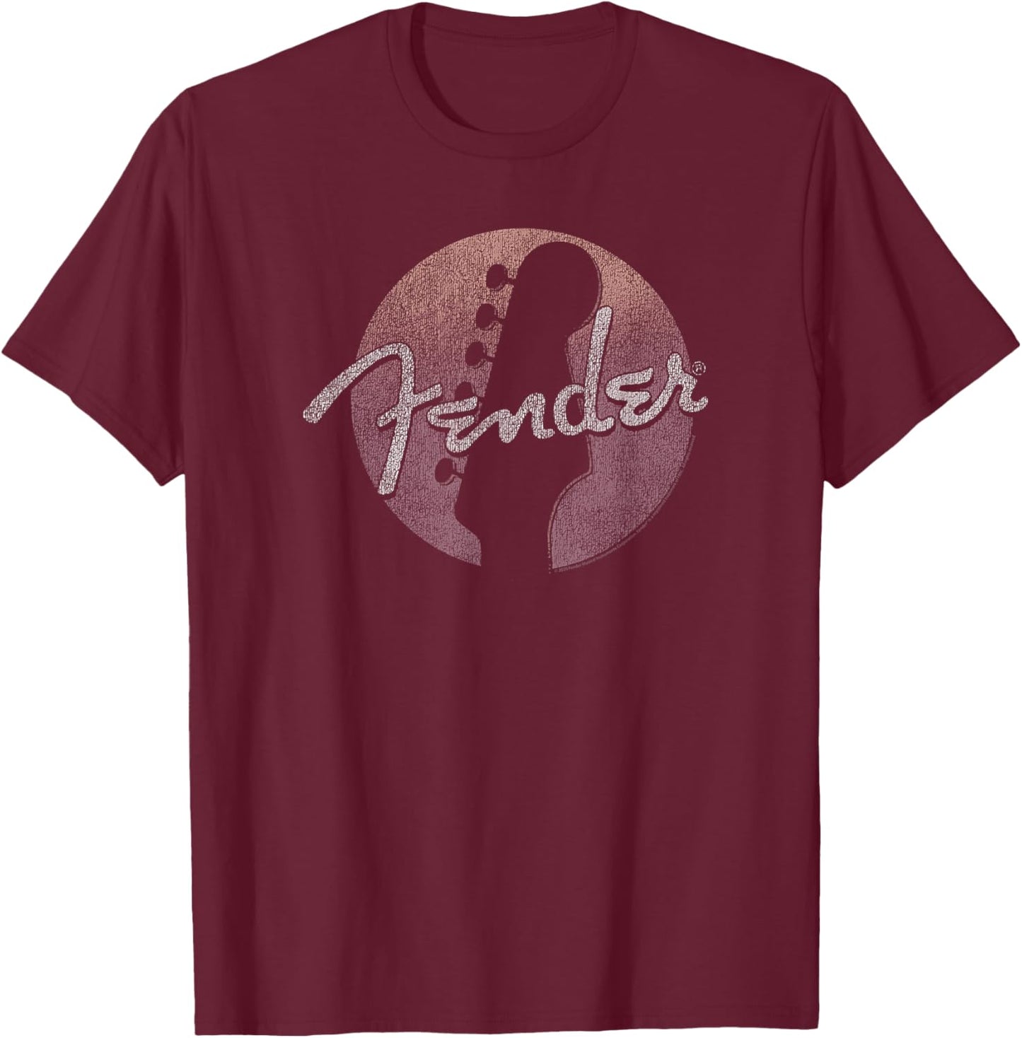 Fender Circle Guitar Headstock Logo T-Shirt - T-Shirt | Maroon