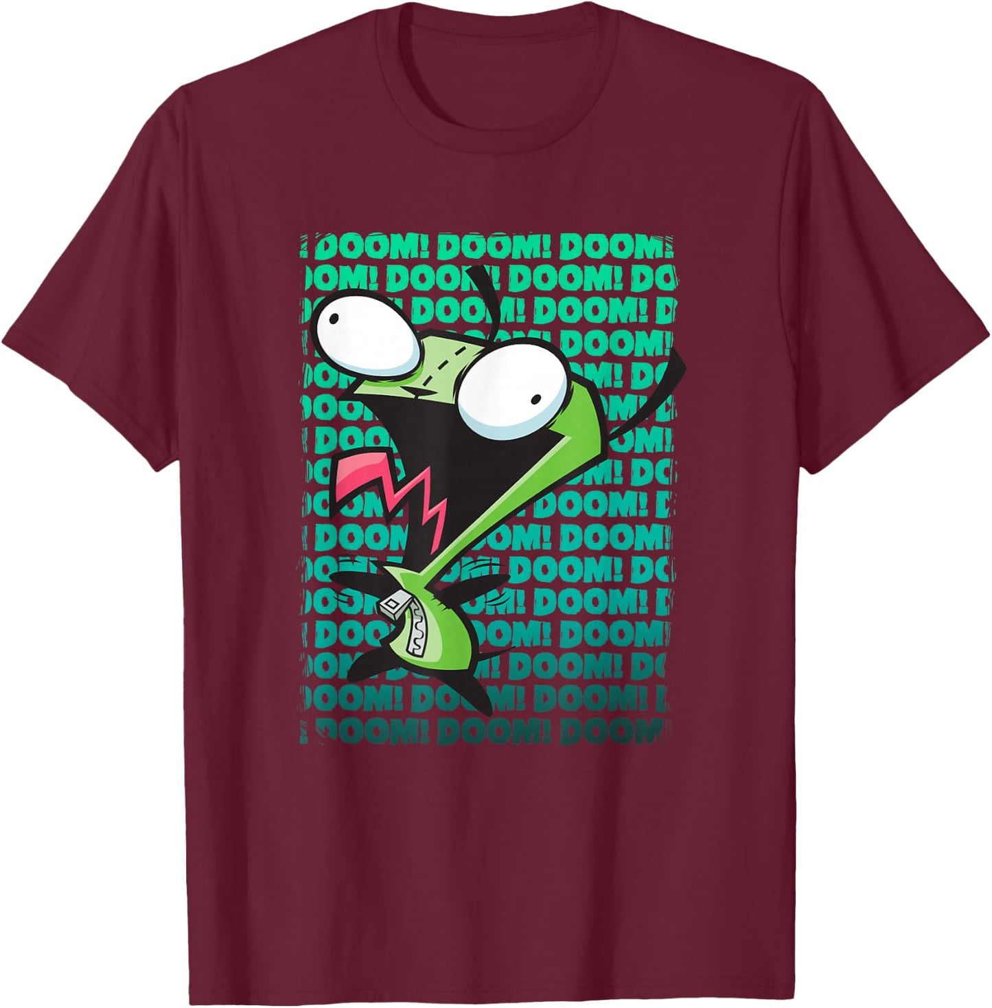 Invader Zim Doom! Doom! Doom! Screaming Gir Gradient Poster T-Shirt - T-Shirt | Maroon