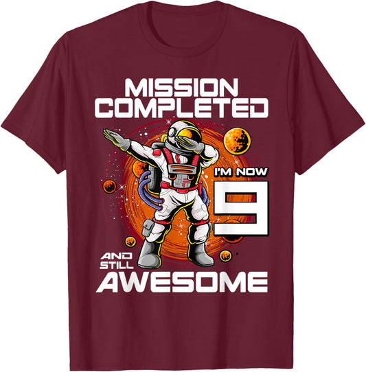 9th Birthday Astronaut 9 Years Old Outer Space Birthday T-Shirt - T-Shirt | Maroon