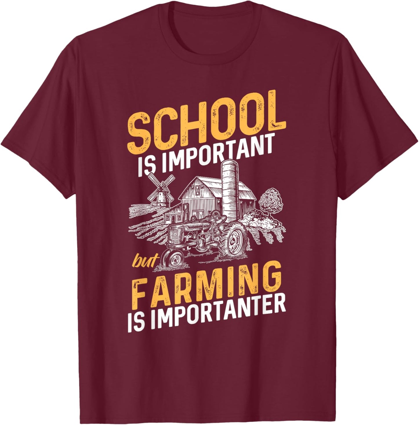 Funny Farmer Shirt Teen Boy Tractor Lover Rancher T-Shirt - T-Shirt | Maroon