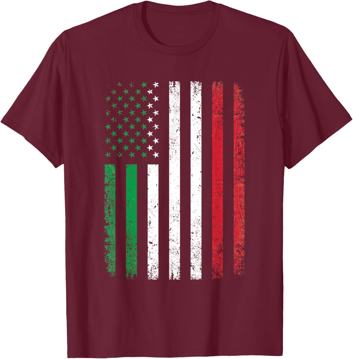 Italy USA Flag 4th of July Patriotic American Italian Flag T-Shirt - T-Shirt | Maroon