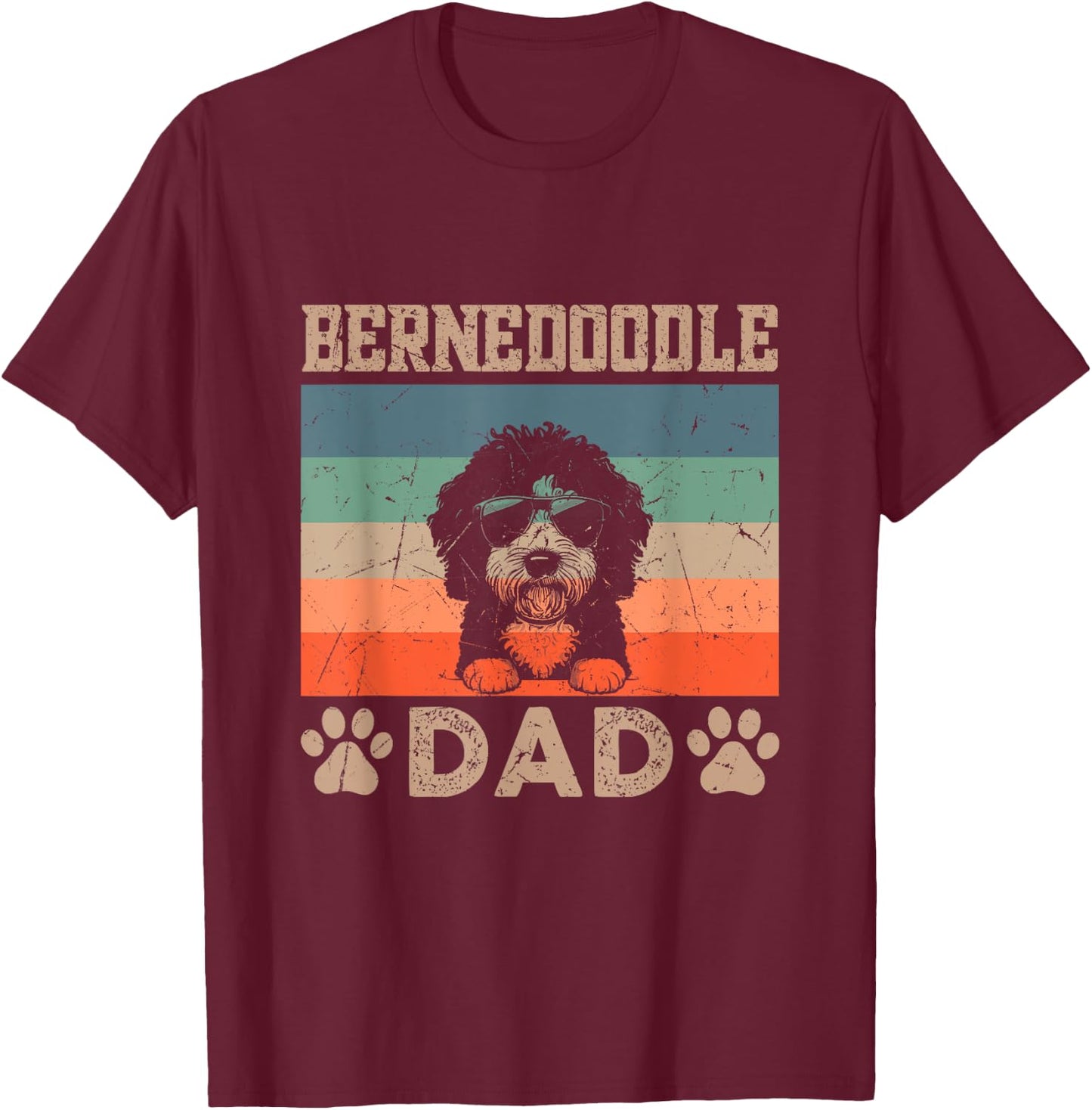 Vintage Bernedoodle Dad Gifts Funny Dog Dad Father's Day Men Women Girls Kids T-Shirt - T-Shirt | Maroon