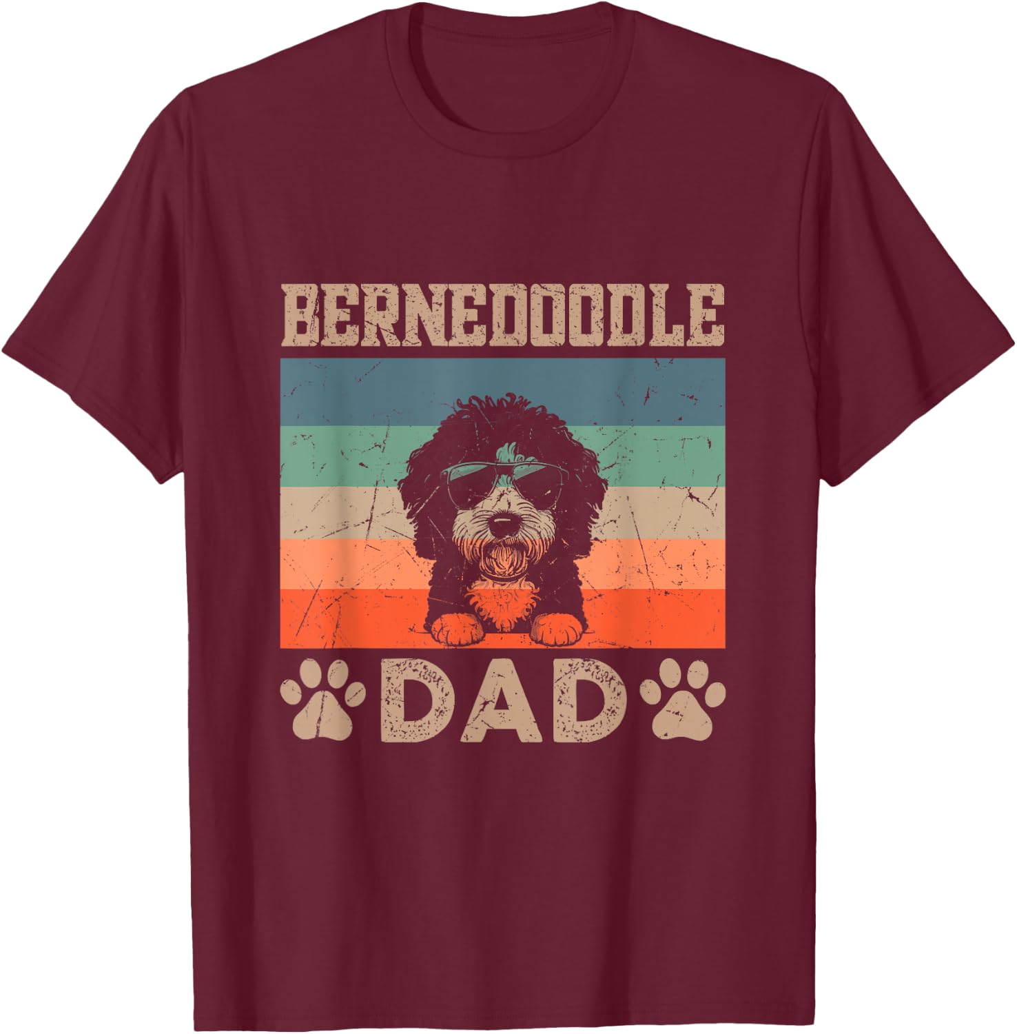 Vintage Bernedoodle Dad Gifts Funny Dog Dad Father's Day Men Women Girls Kids T-Shirt - T-Shirt | Maroon