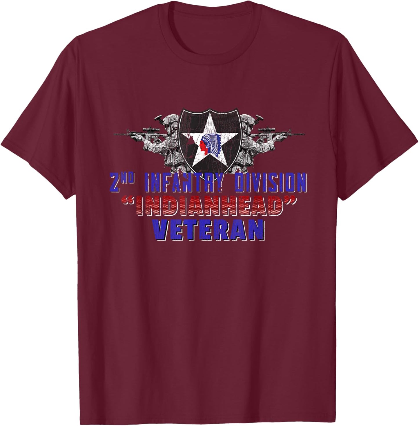 2nd Infantry Division 2nd ID 2ID Camp Humphreys Indianhead T-Shirt - T-Shirt | Maroon