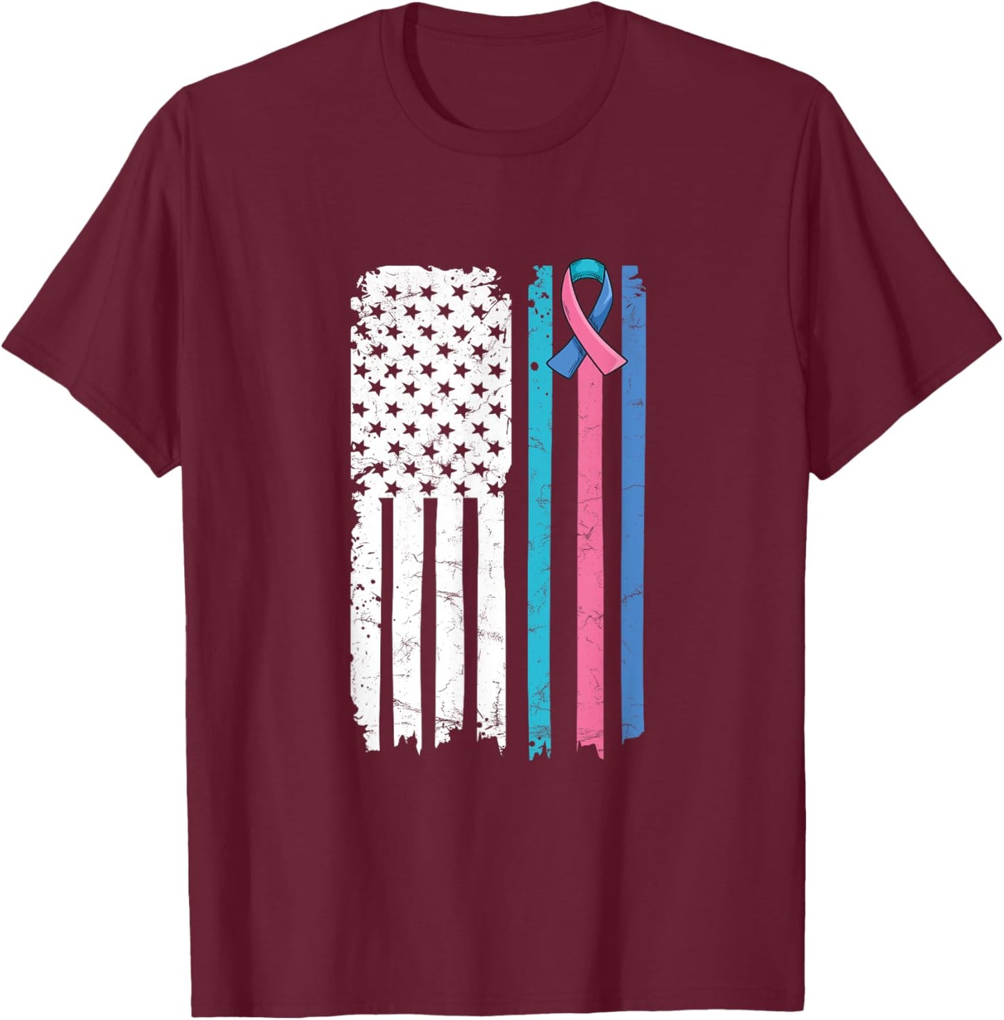 Fight Thyroid Cancer American Flag Quote Thyroid Cancer Awareness Quote for a Thyroid Cancer Warrior , Black T-Shirt - T-Shirt | Maroon
