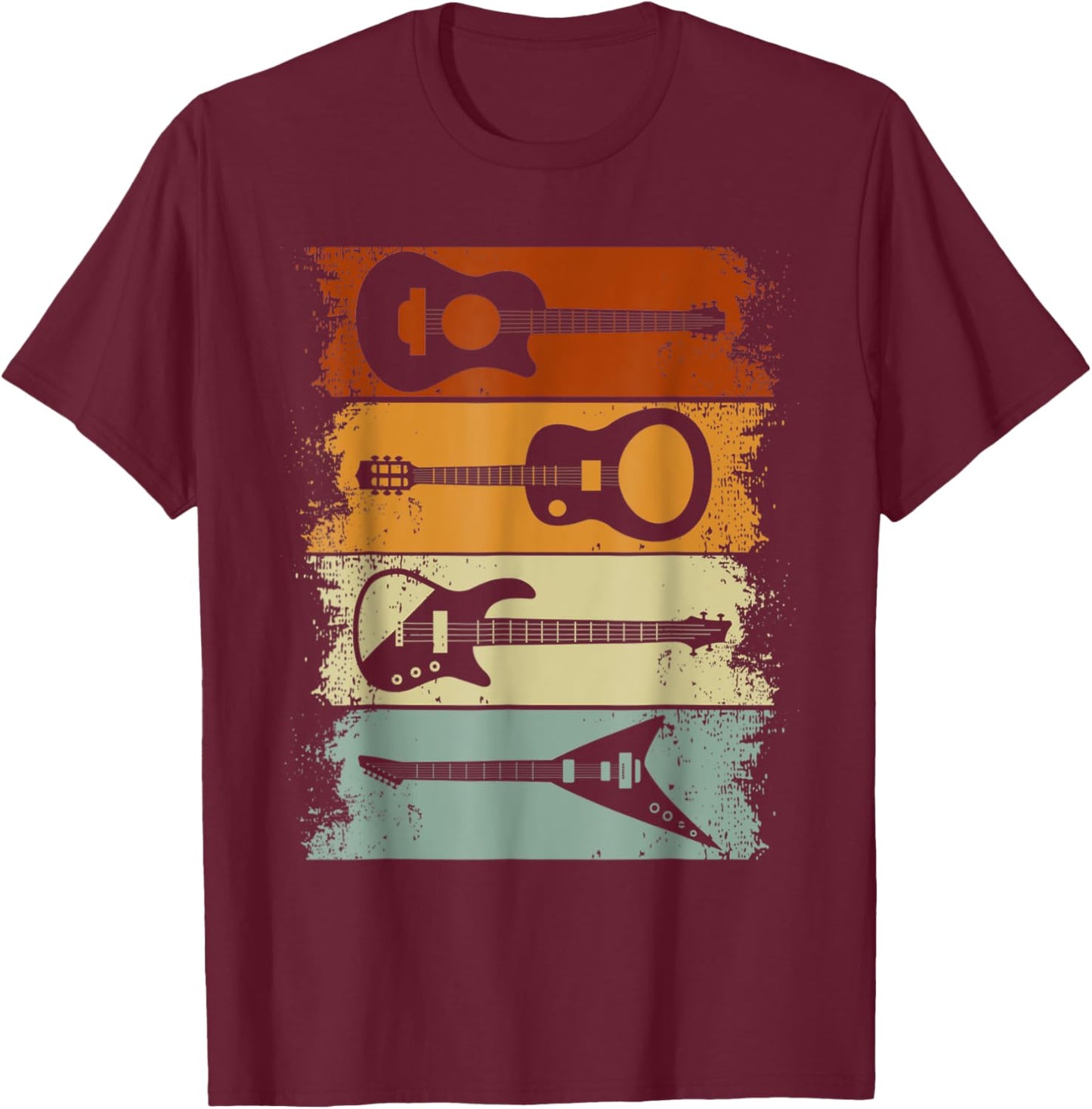 Vintage Guitar Gift Women Music Band Guitarist Stuff T-Shirt - T-Shirt | Maroon